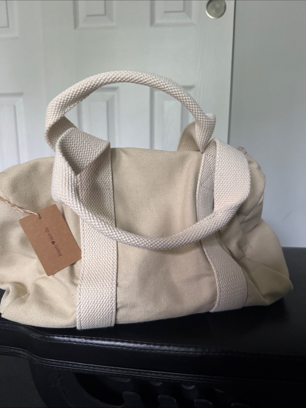 Brandy Melville Cream Canvas Duffle Tote